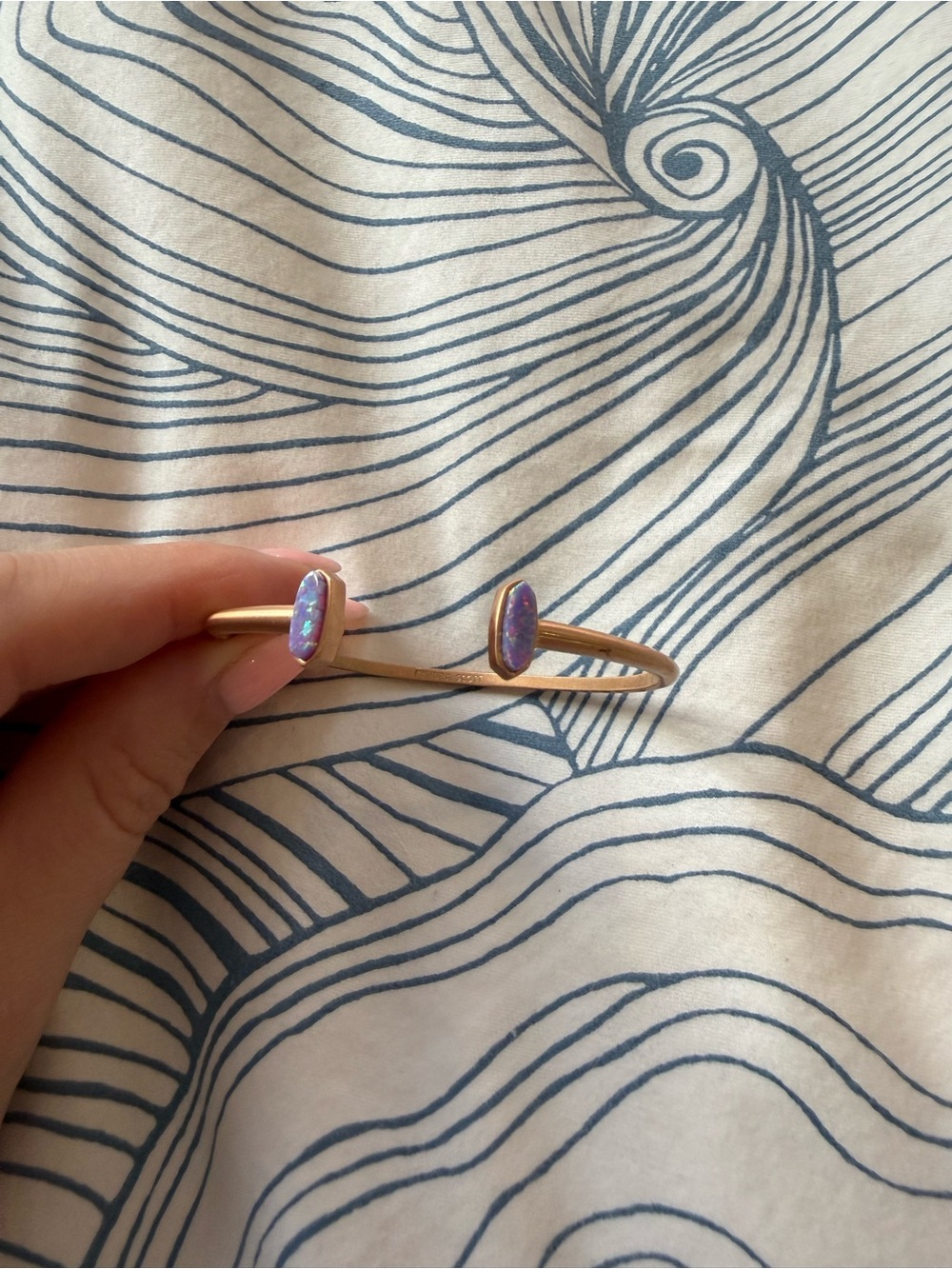 Kendra Scott Gold Cuff Bracelet with Purple Opal Stones